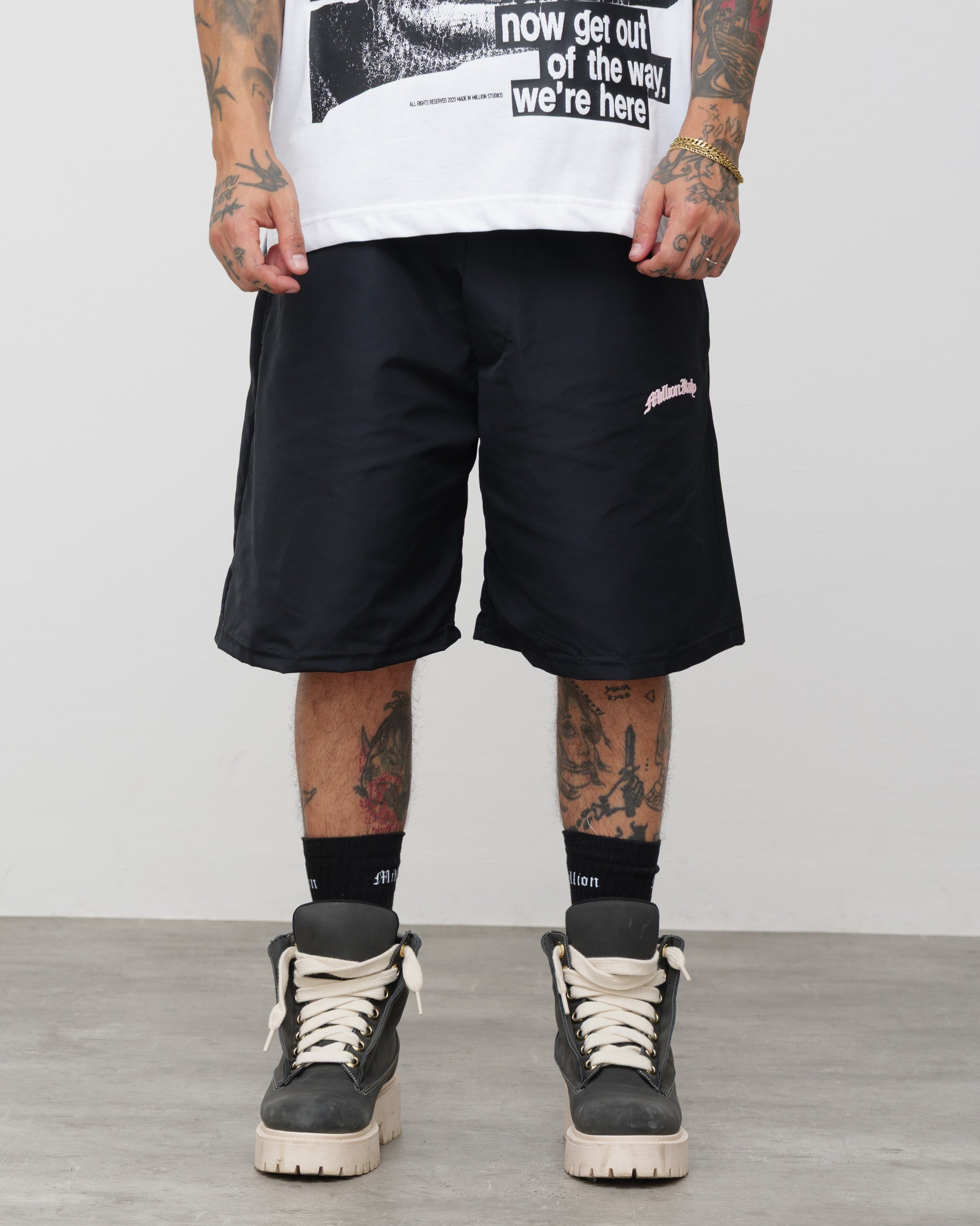 Tech Shorts Black - Pink Logo