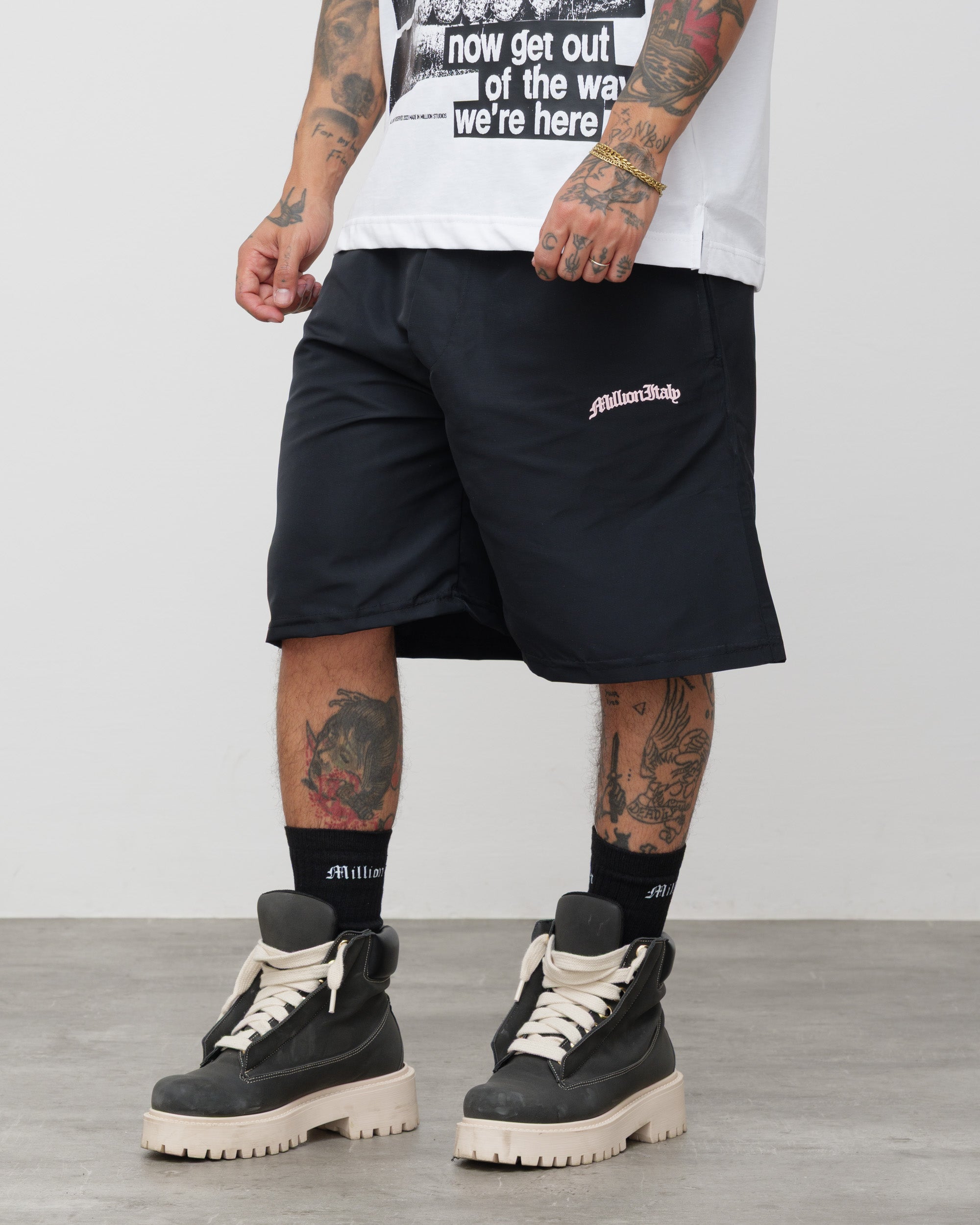Tech Shorts Black - Pink Logo