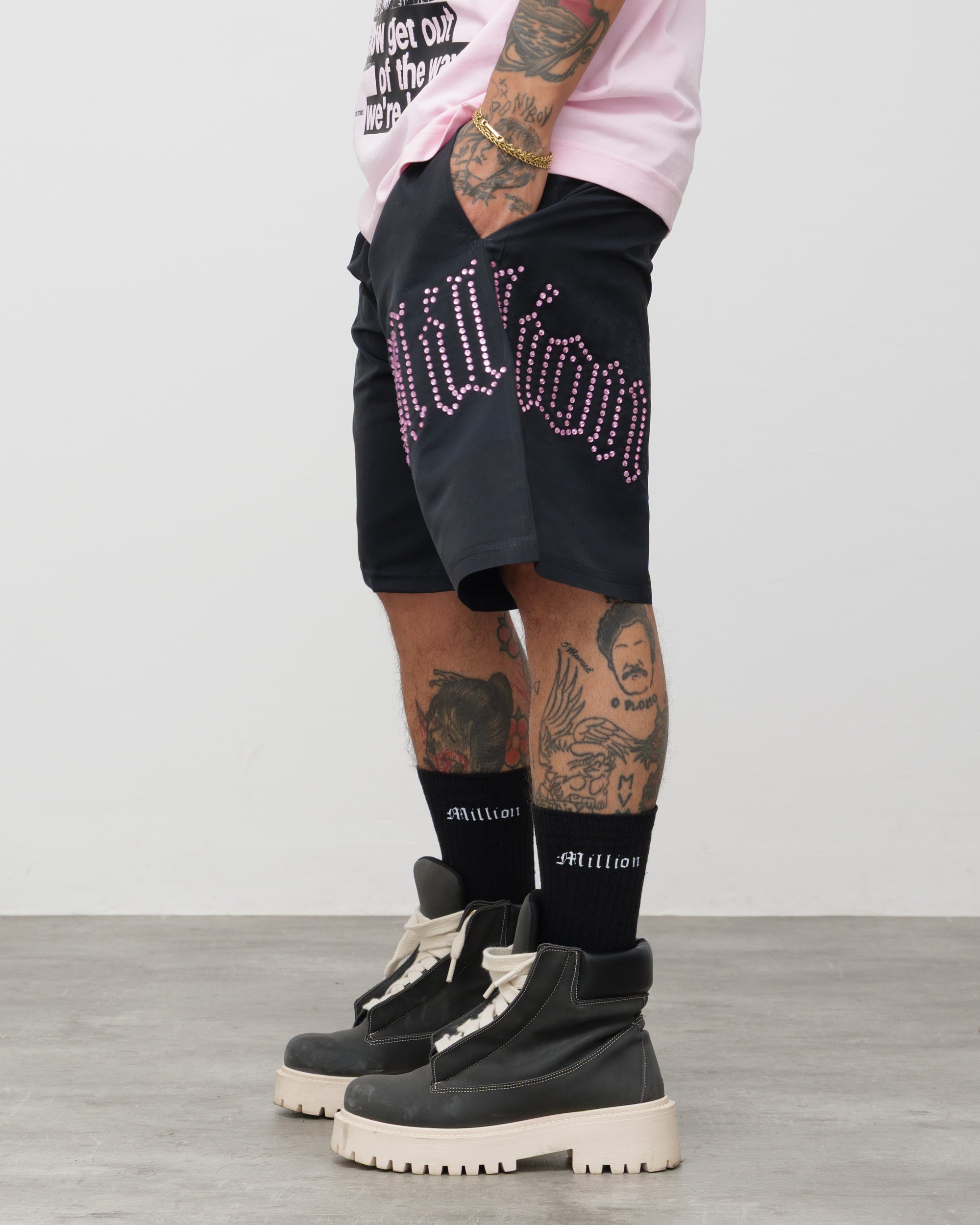 Tech Shorts Black - Pink Diamond