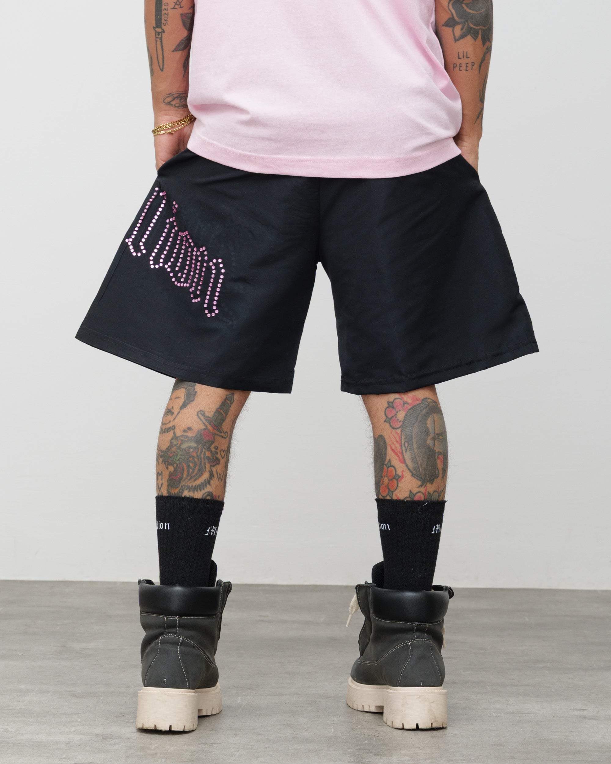 Tech Shorts Black - Pink Diamond