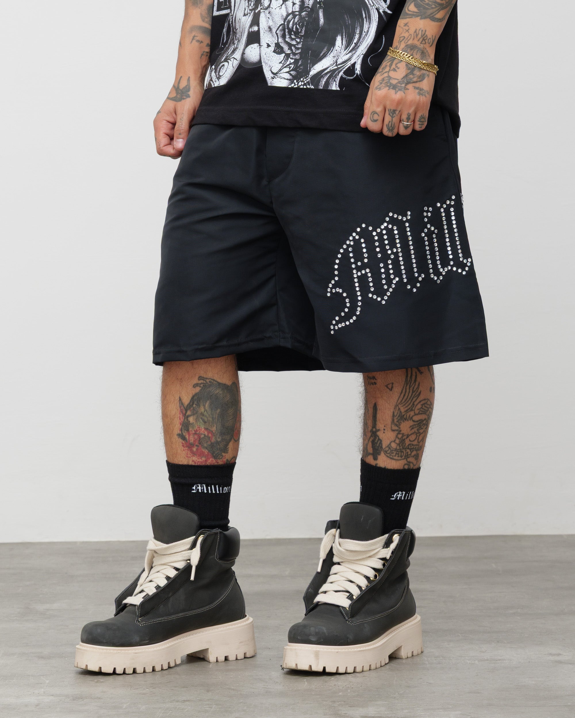 Tech Shorts Black - White Diamond