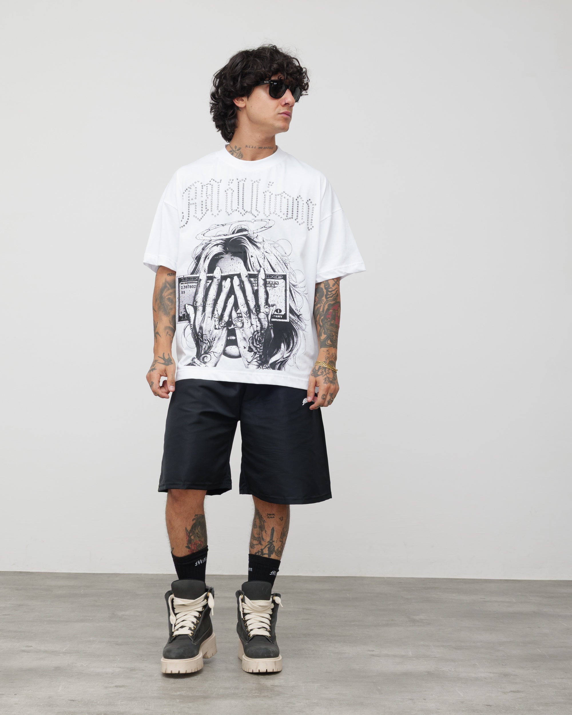 Tech Black Shorts - White Logo