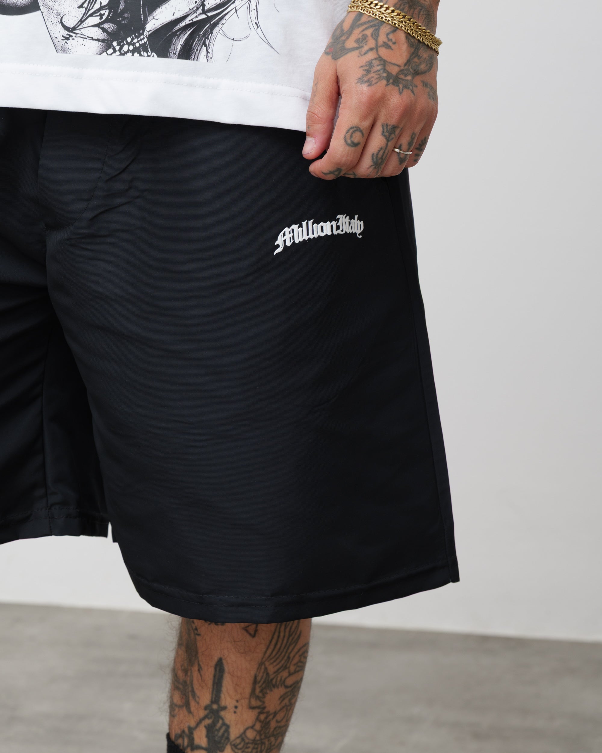 Tech Black Shorts - White Logo