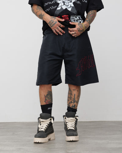 Tech Shorts Black - Red Diamond