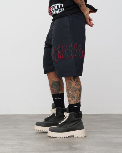 Tech Shorts Black - Red Diamond