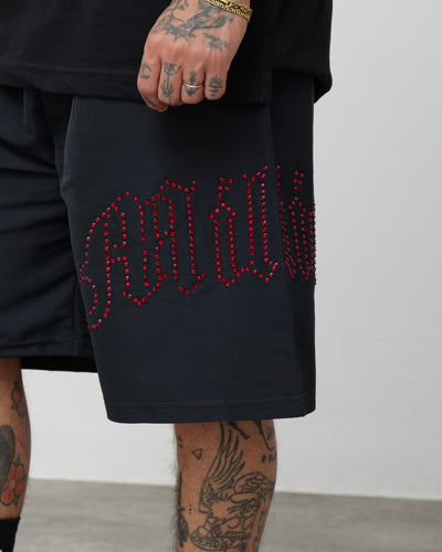 Tech Shorts Black - Red Diamond