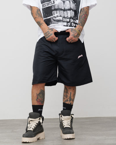 Tech Shorts Black - Pink Logo