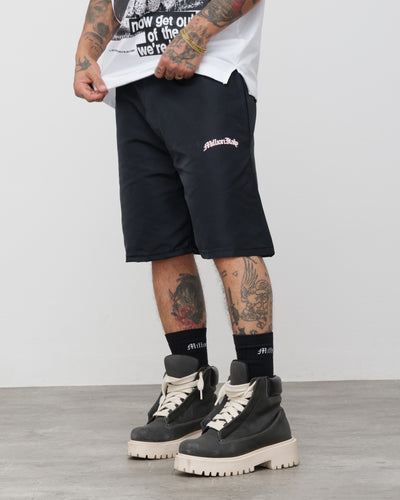 Tech Shorts Black - Pink Logo