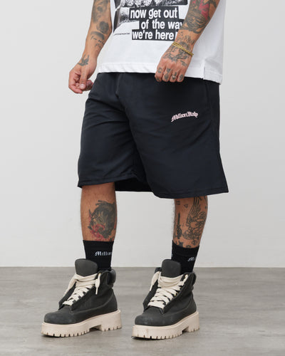 Tech Shorts Black - Pink Logo