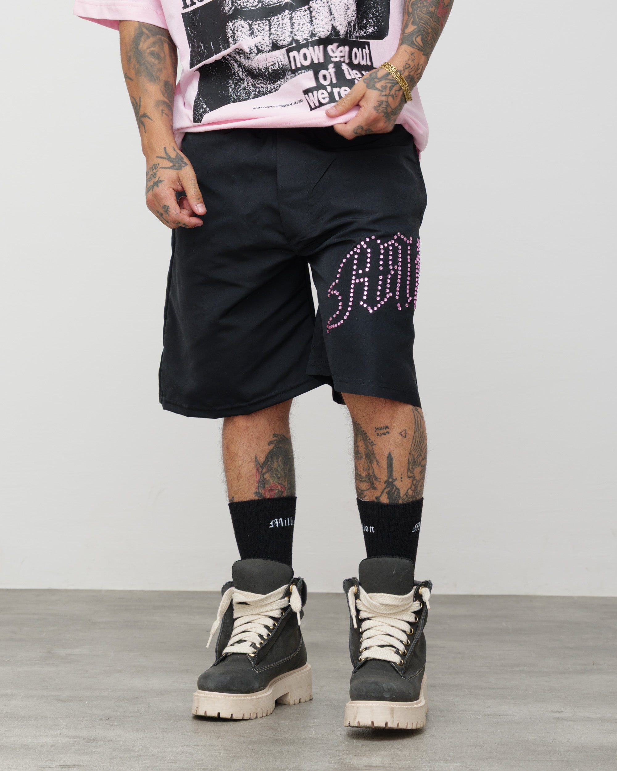 Tech Shorts Black - Pink Diamond