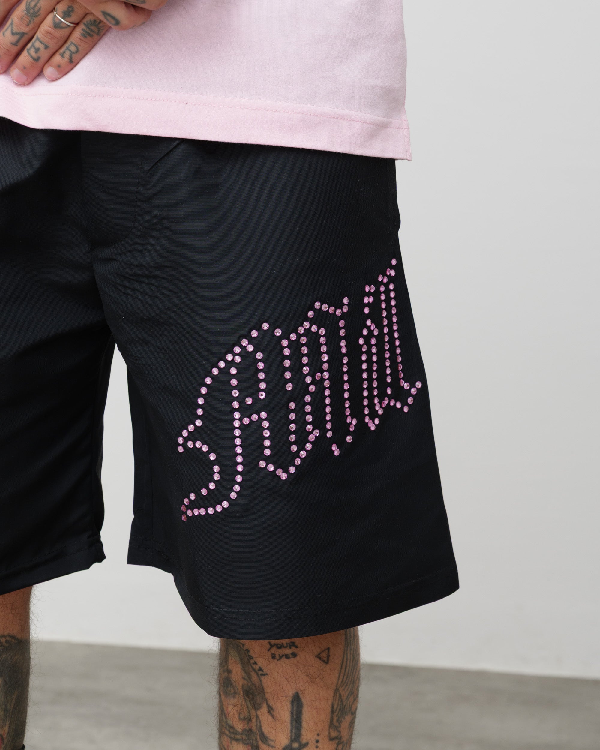 Tech Shorts Black - Pink Diamond