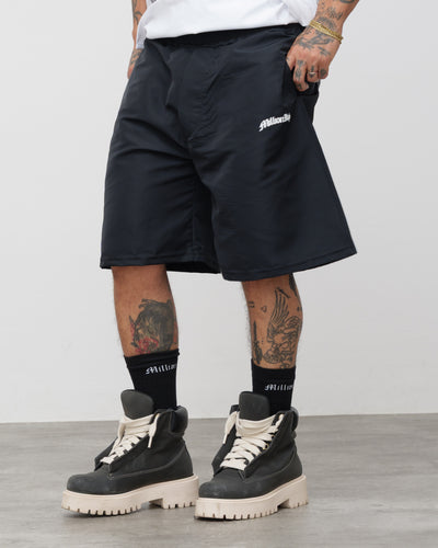 Tech Black Shorts - White Logo