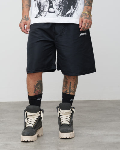 Tech Black Shorts - White Logo
