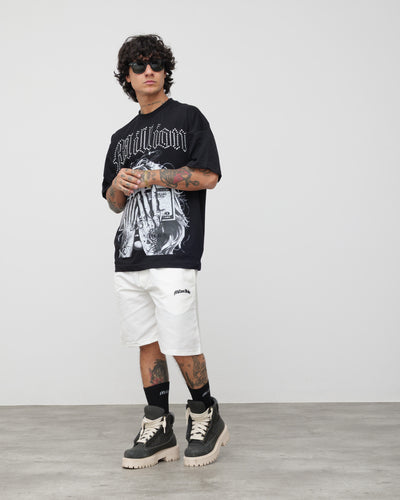 Tech Shorts White - Black Logo