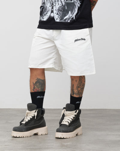 Tech Shorts White - Black Logo