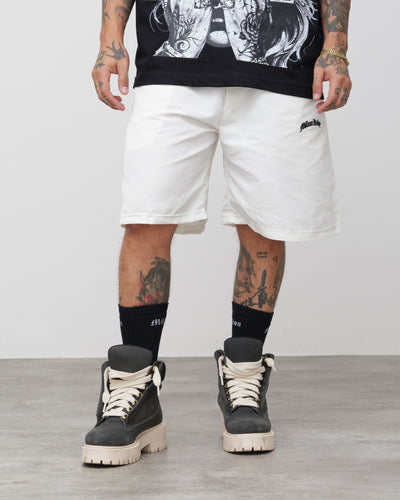 Tech Shorts White - Black Logo