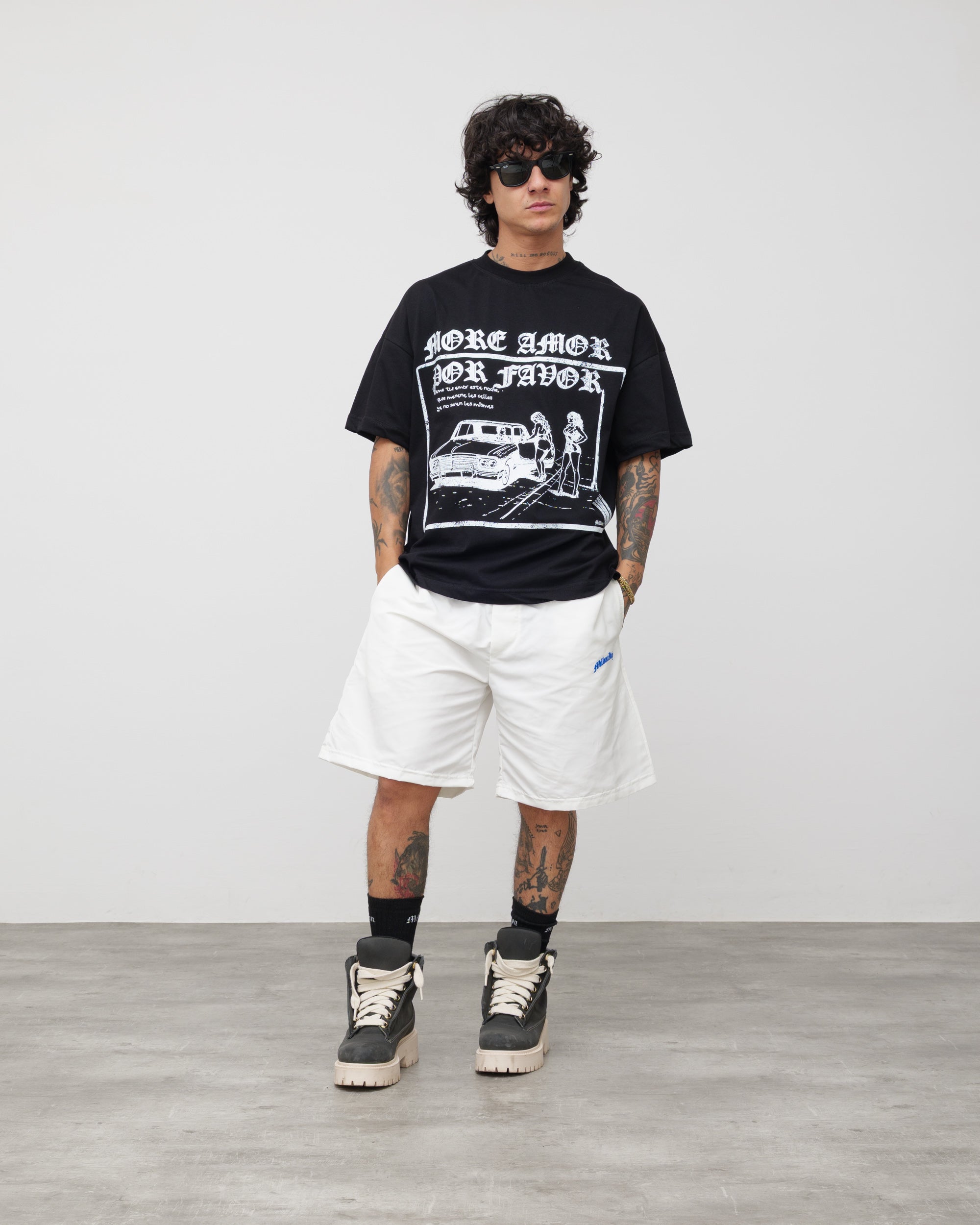 Tech Shorts Black - Blue Logo