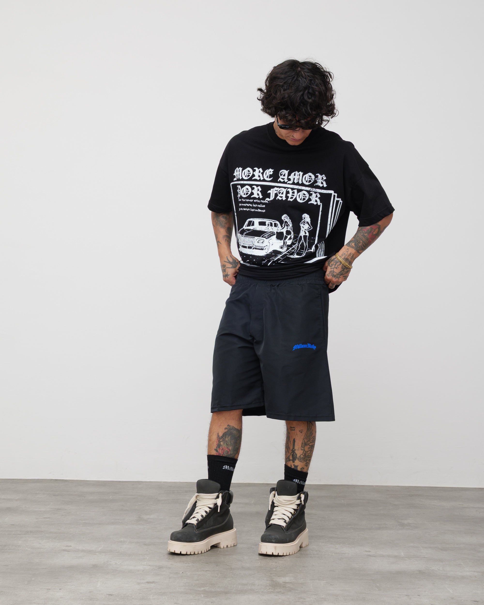Tech Shorts Black - Blue Logo