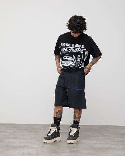 Tech Shorts Black - Blue Logo