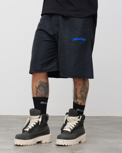 Tech Shorts Black - Blue Logo