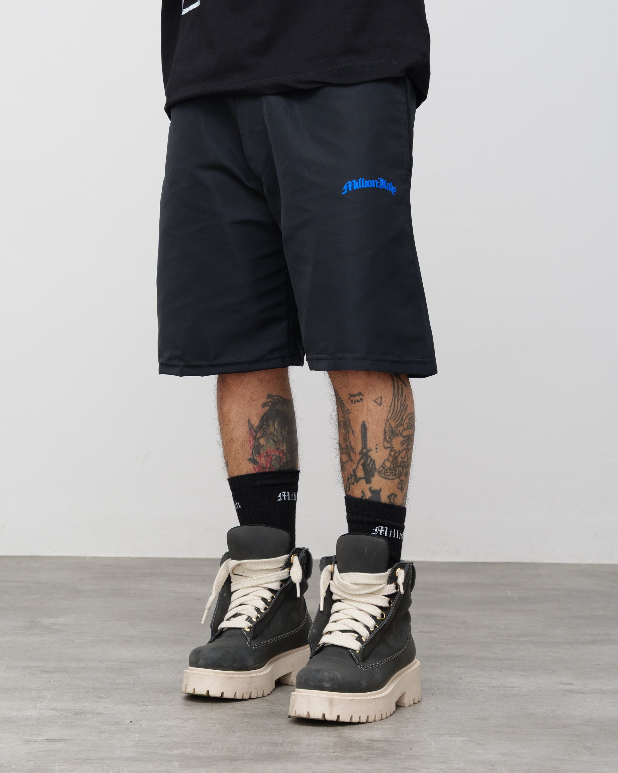 Tech Shorts Black - Blue Logo